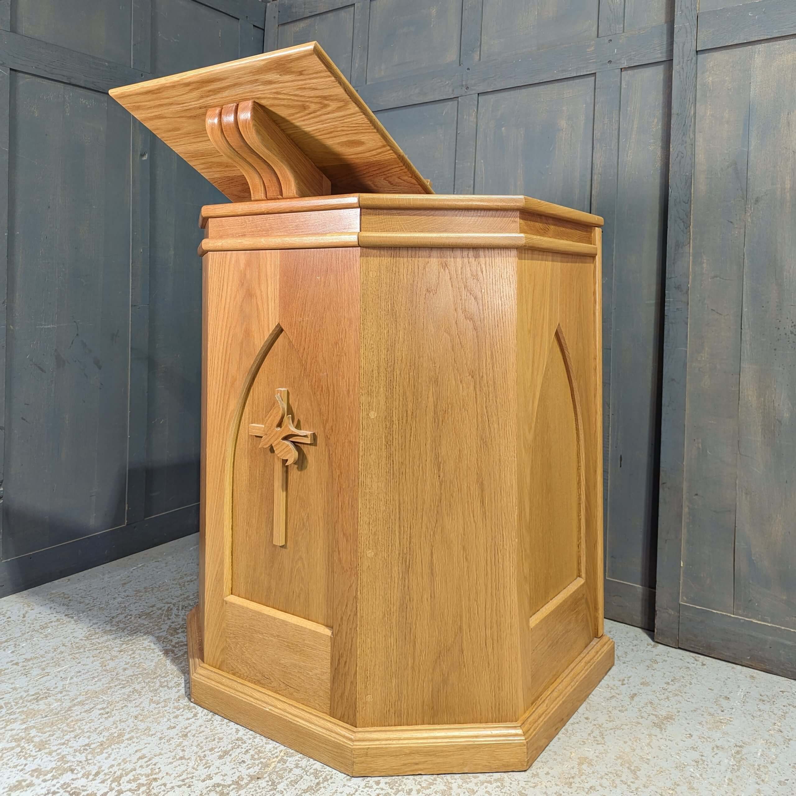 Contemporary Well Made Oak Small Church Pulpit (SOLD) - Antique Church ...