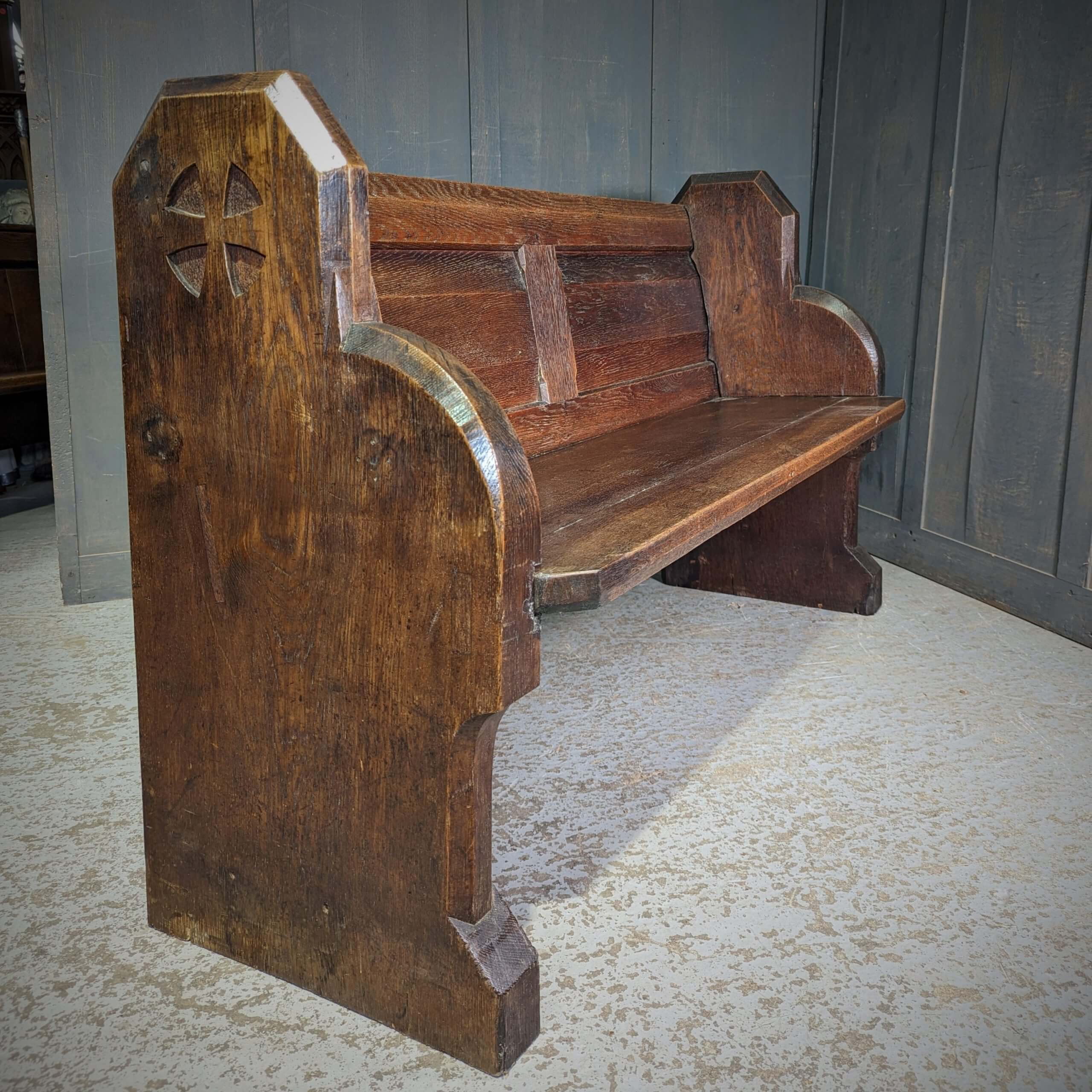 Extra Heavy Victorian Cross Ended Solid Oak Church Chapel Pews From St