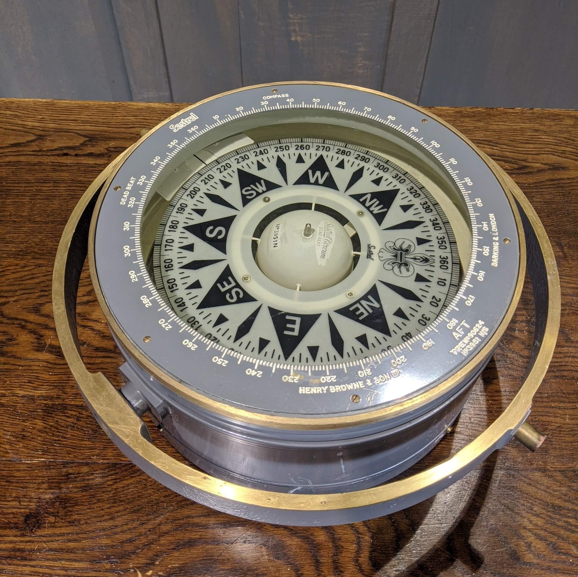 Large Brass Vintage Sestrel Circum Marine Ships Compass Circa 1950