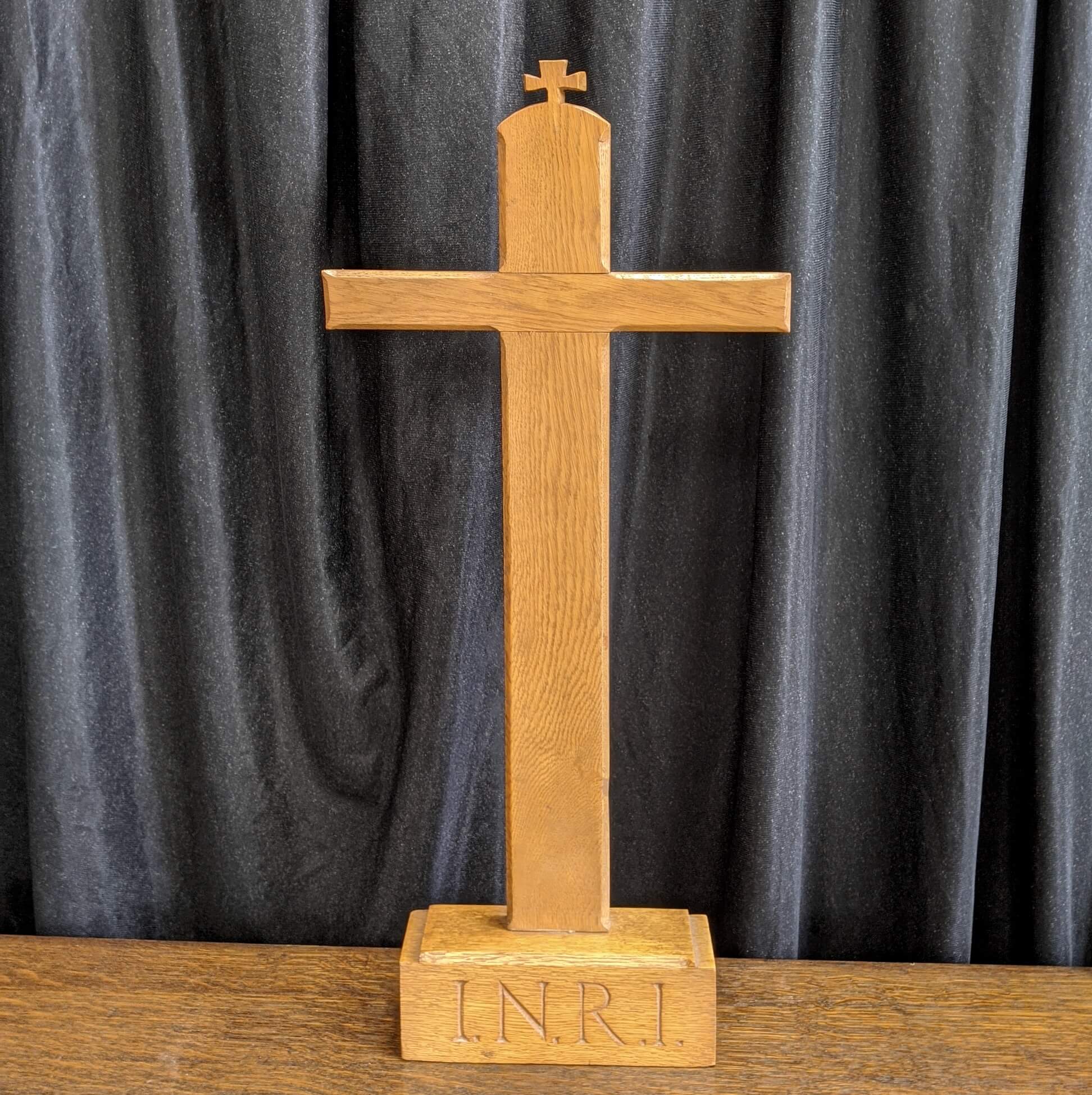 Simple Oak Inri Altar Cross With Extra Small Cross Sold Antique