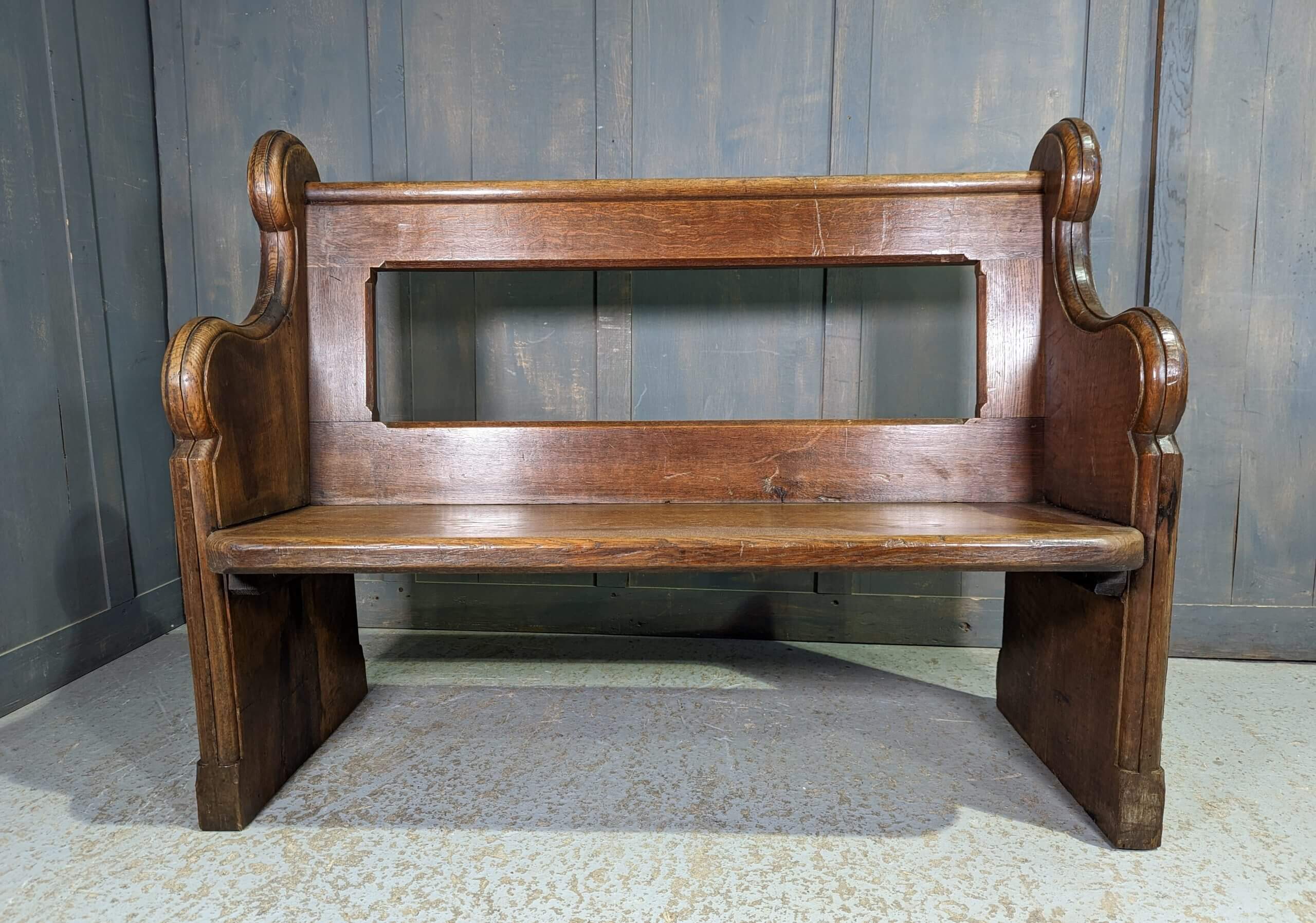 Solid Oak Open Back Shapely Ended Church Chapel Short Pews Benches ...