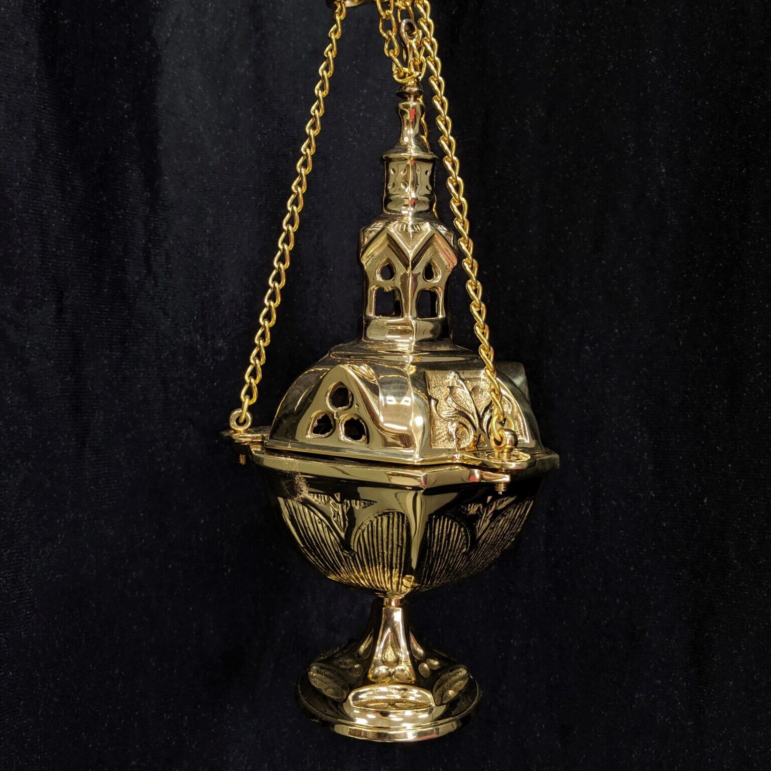 Heavy Old English Style Solid Brass Thurible Censer Incense Burner With 