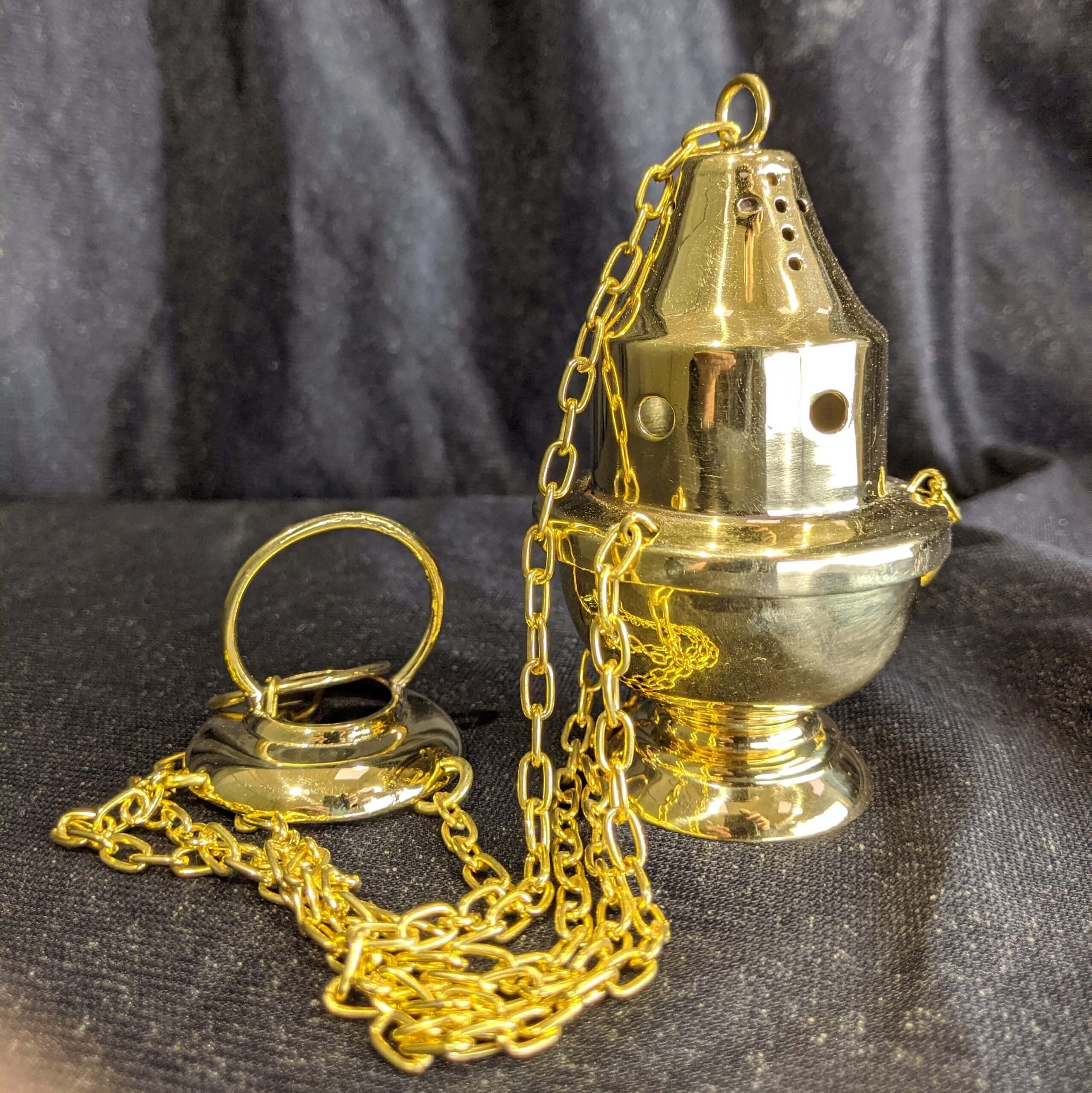 Miniature Brass Incense Burner Censer Thurible - Antique Church Furnishings
