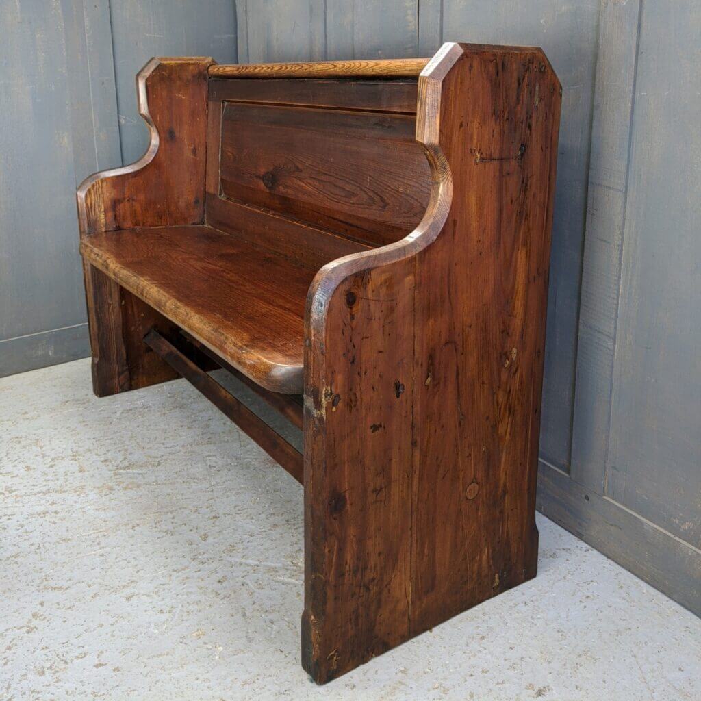 South Ferriby Sweet Panel Back Antique Pitch Pine Church Chapel Pew