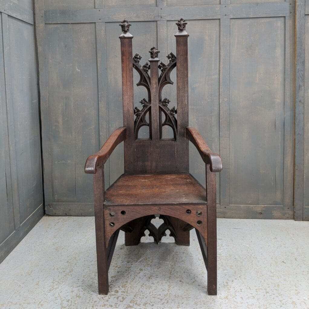 Utterly Unique Gothic Victorian Throne Chair from St Saviours