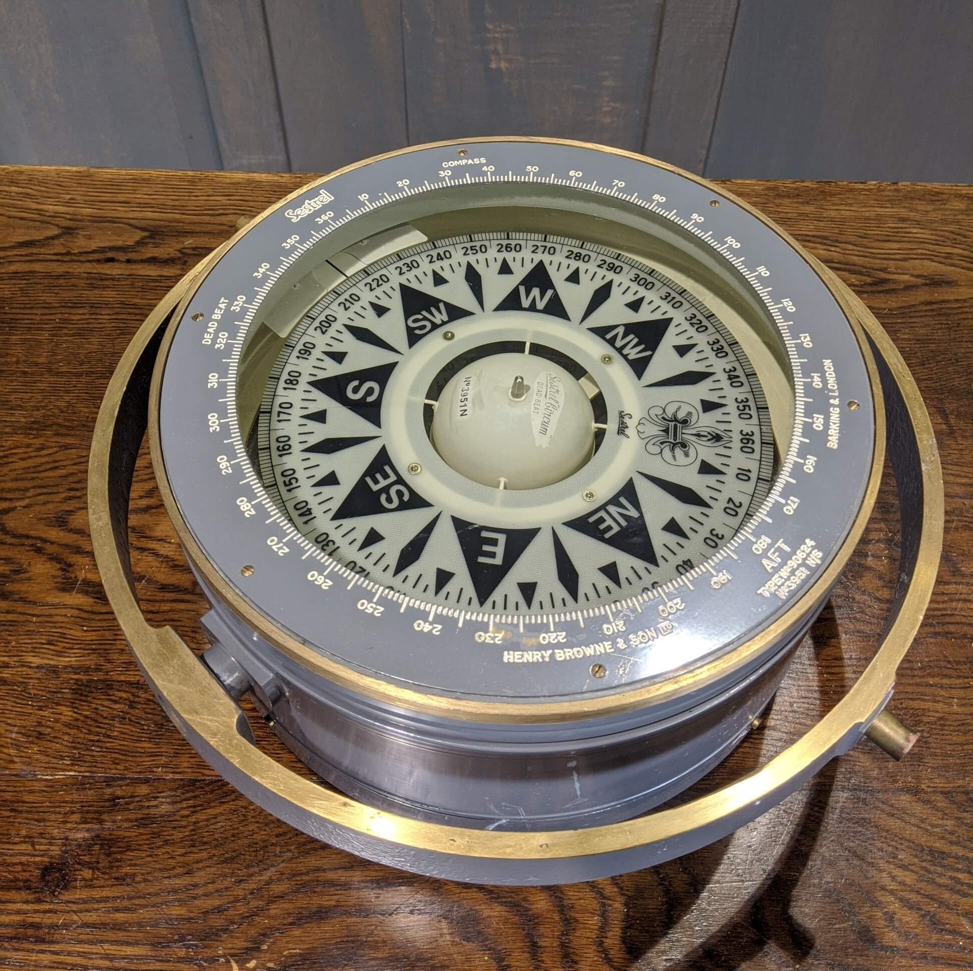 Large Brass Vintage 'Sestrel' 'Circum' Marine Ships Compass Circa 1950  (SOLD) - Antique Church Furnishings
