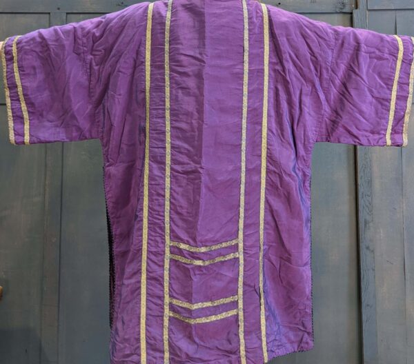 Iridescent Purple Silk Dalmatic with Blue Gold Orphreys