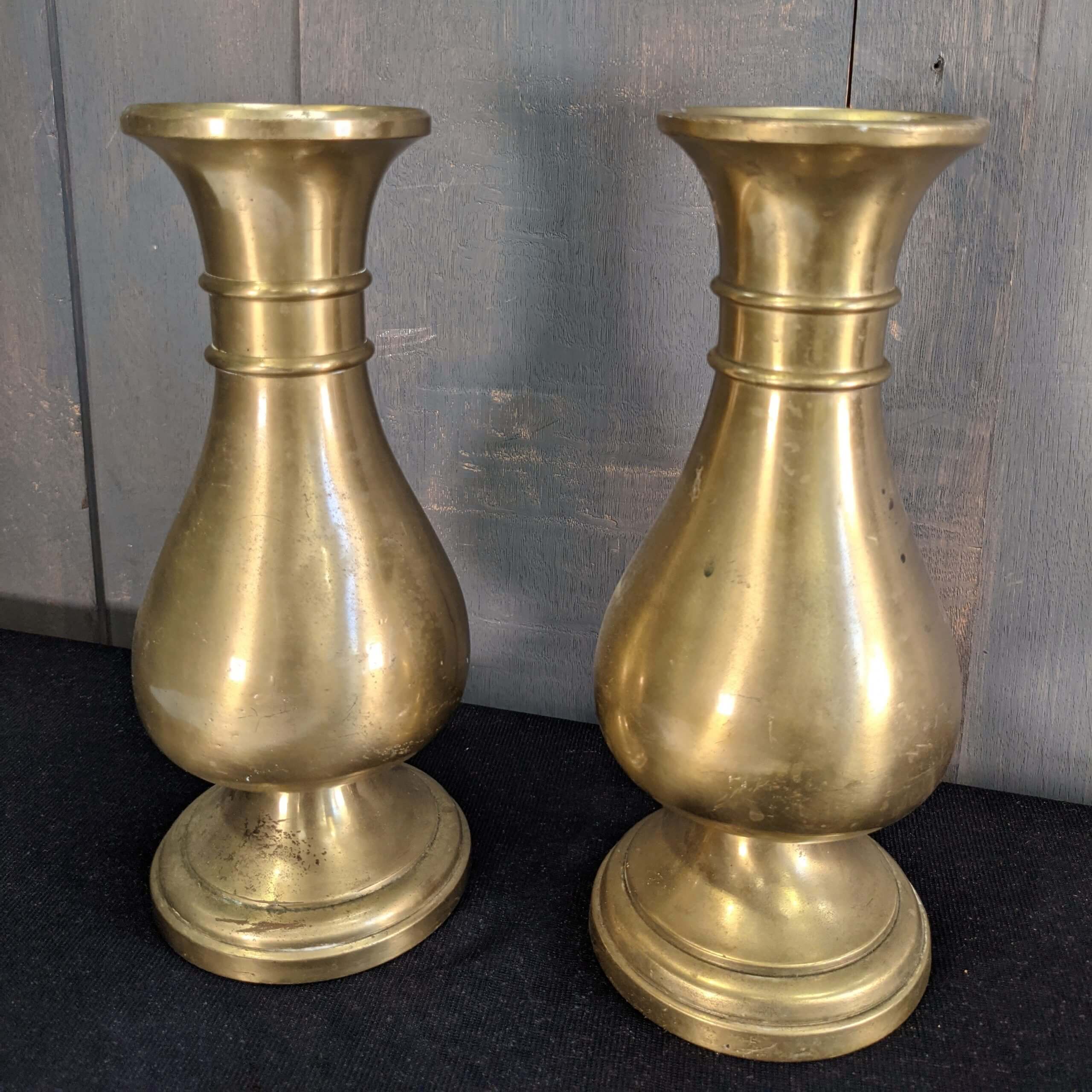 Large Pair Classic Brass Church Flower Vases (SOLD) - Antique Church  Furnishings