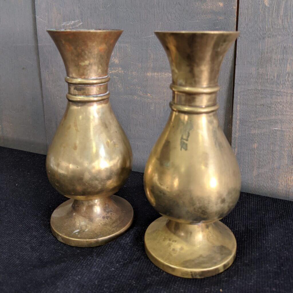 Pair of Nice Jones & Willis Antique Smaller Size Brass Church Flower