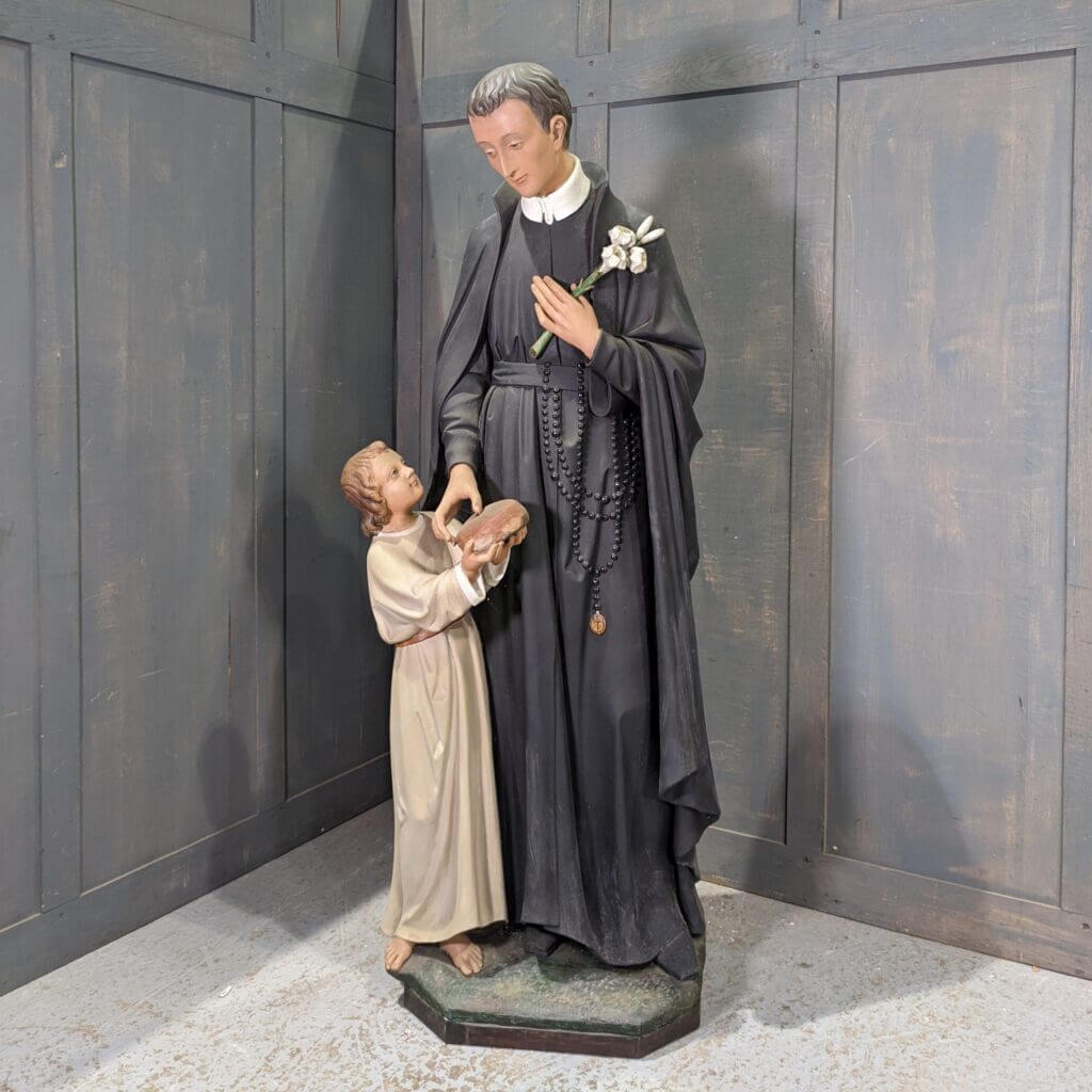 Very Large Antique Religious Statue of St Gerard Majella with Child