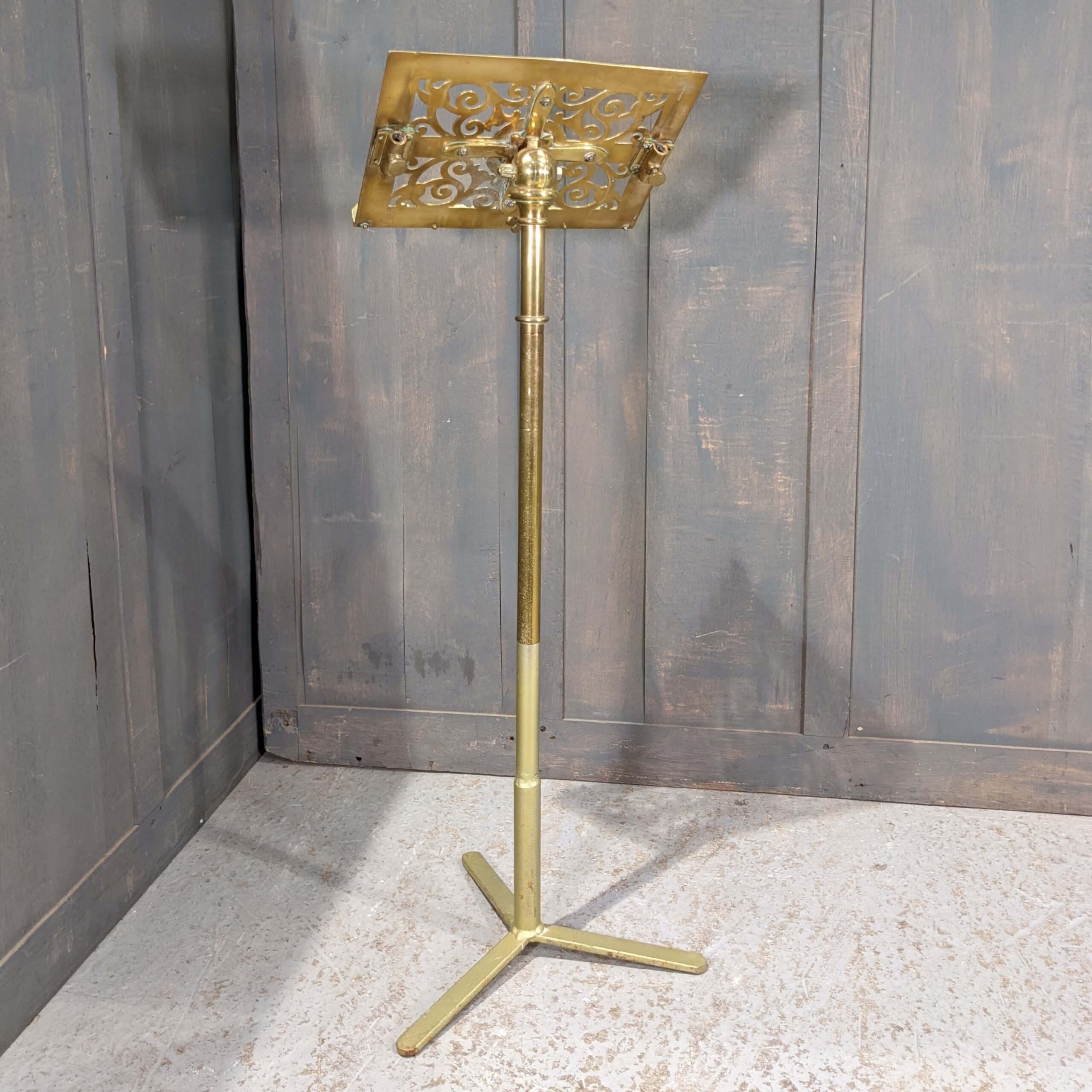 Smaller Height Ornate Brass & Steel Church Lectern Music Stand (SOLD) -  Antique Church Furnishings