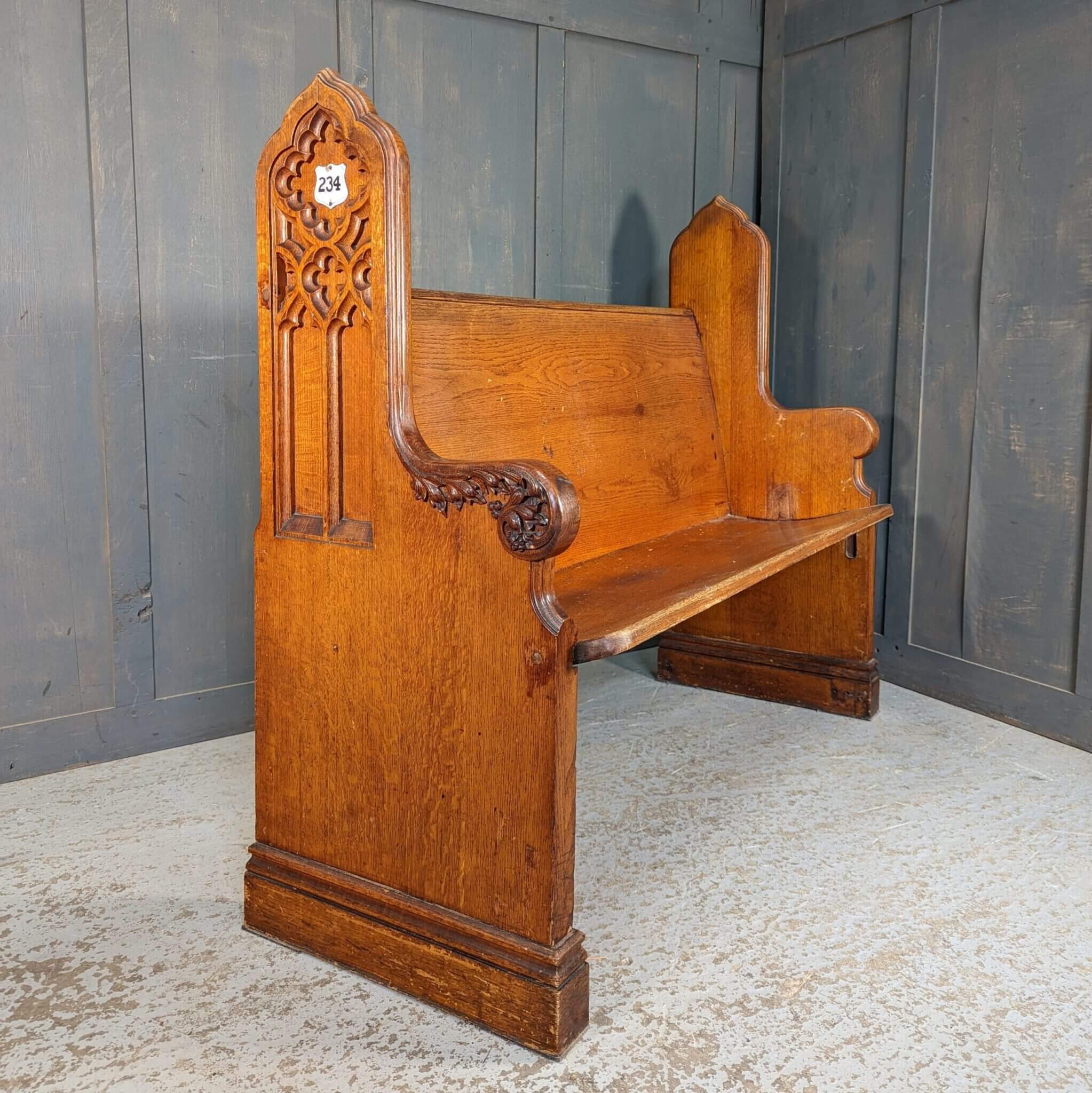 American Gothic Vintage Oak Church Pew Bench (SOLD) Antique Church