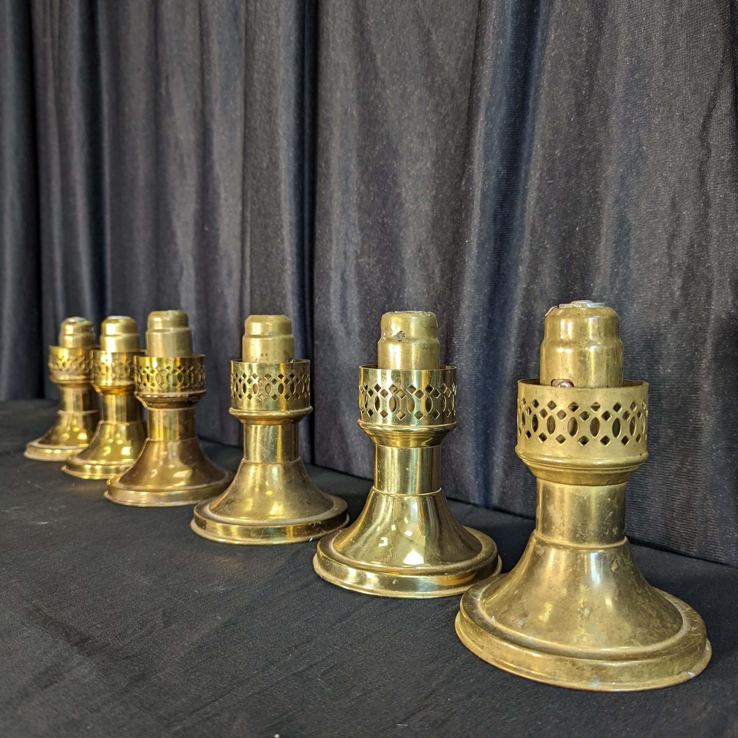 Big Six' Brass Spring Loaded Same Height Altar Candlesticks (SOLD