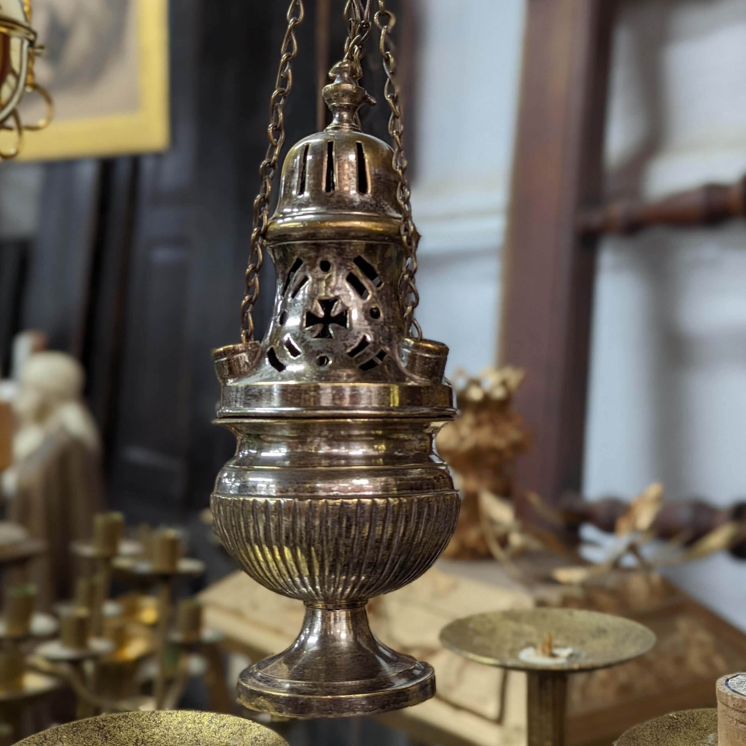 Well Used Vintage Plated Solid Brass Thurible Censer Incense Burner with  Holes for Chains (SOLD) - Antique Church Furnishings