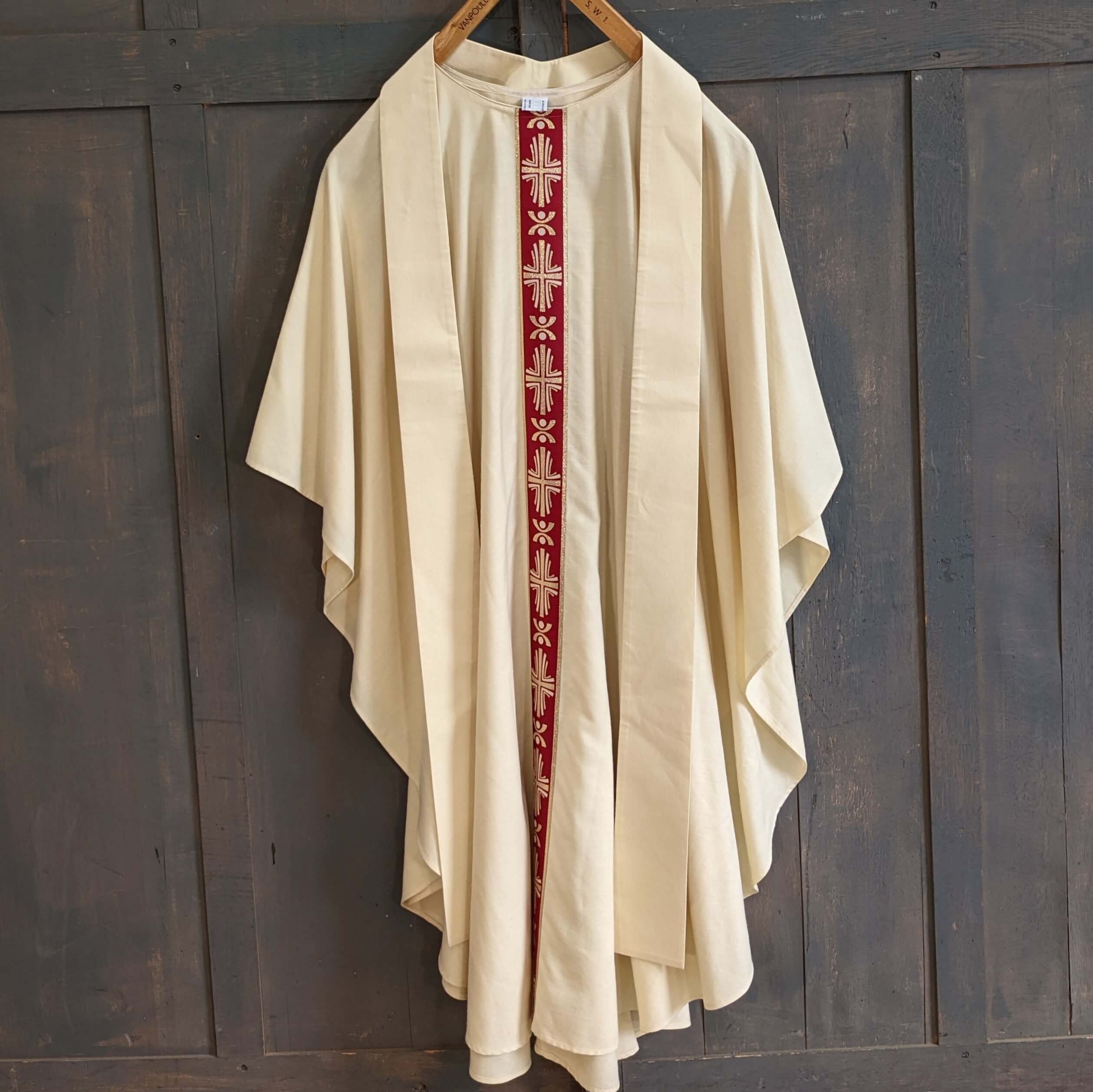 High Quality Modern Belgian Cream Chasuble with Red/Gold Orphrey ...