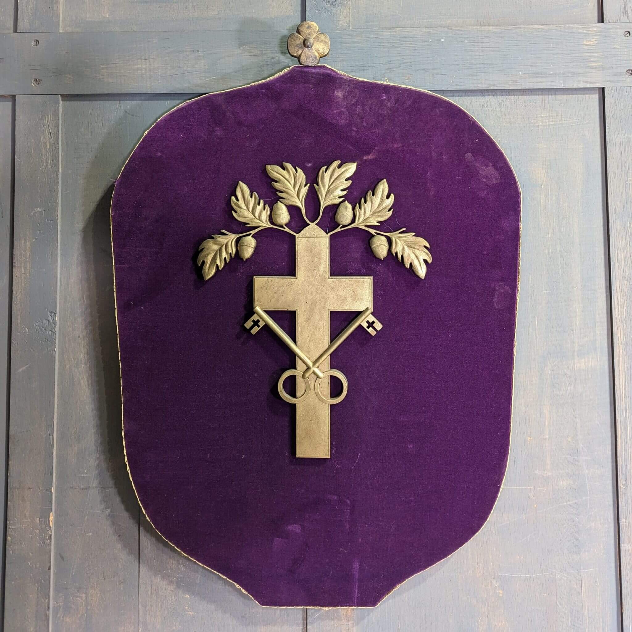 Large Purple Velvet Shield with Variation of St Peter's Cross with ...