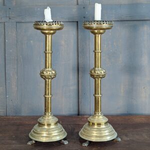 Carved Wooden Vintage Baroque Style 'Big 6' Church Altar Candlesticks Set  (SOLD) - Antique Church Furnishings
