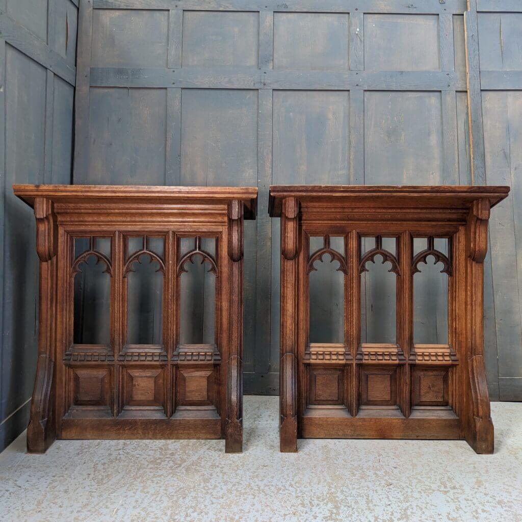Antique Victorian Oak Gothic Reading Desks Ambos Lecterns Litany Stands