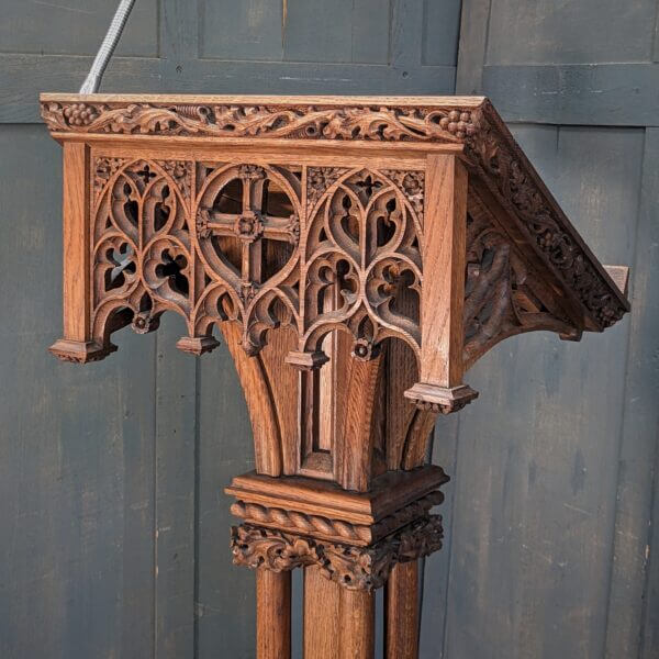 Stunning Carved Gothic Oak Victorian Pedestal Lectern from Norwich