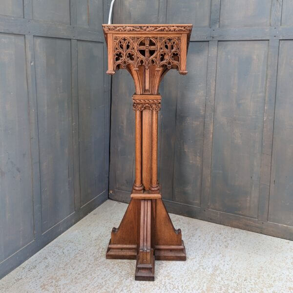 Stunning Carved Gothic Oak Victorian Pedestal Lectern from Norwich