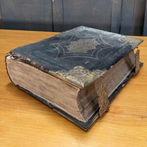 Antique Welsh Language Pulpit Bible with Brass Clasps