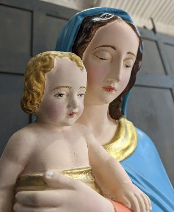 Contemporary Large & Heavy Plaster of Paris Religious Statue Madonna Our Lady BVM Plaster Base