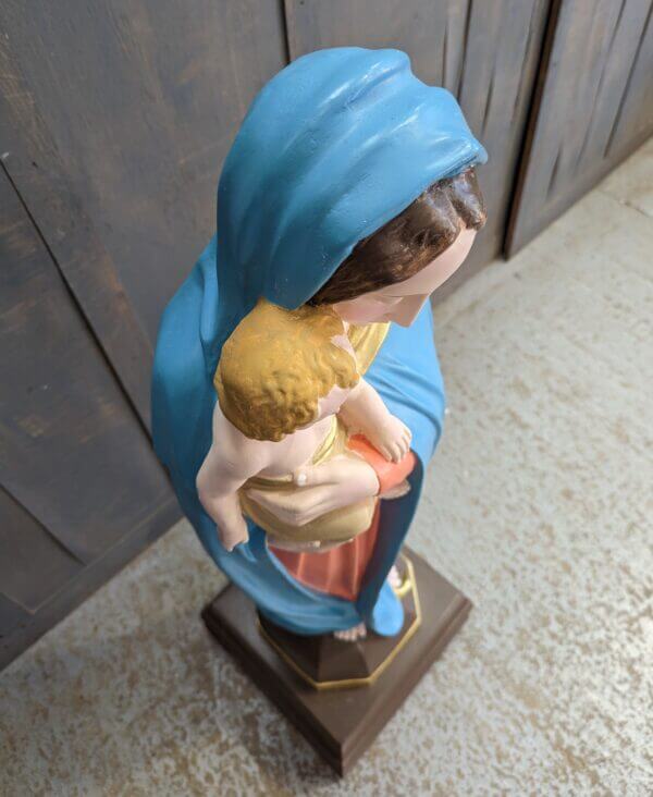 Contemporary Large & Heavy Plaster of Paris Religious Statue Madonna Our Lady BVM Plaster Base