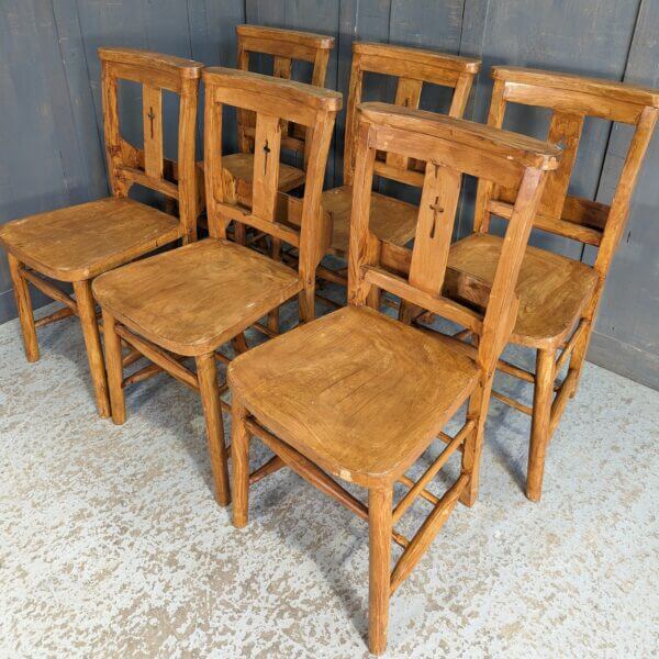 Strong & Heavy Elm & Beech Church Chapel Cross Chairs with Varnish Finish