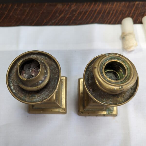 Small Battered Early 19th Century Church Candlesticks