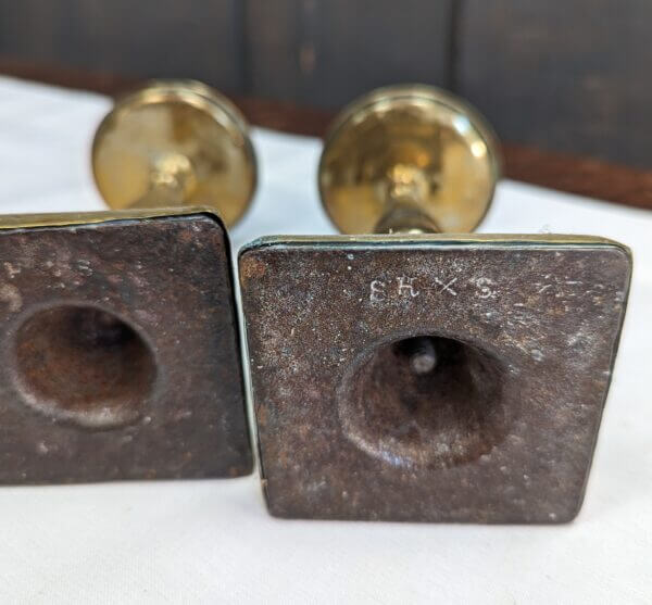 Small Battered Early 19th Century Church Candlesticks