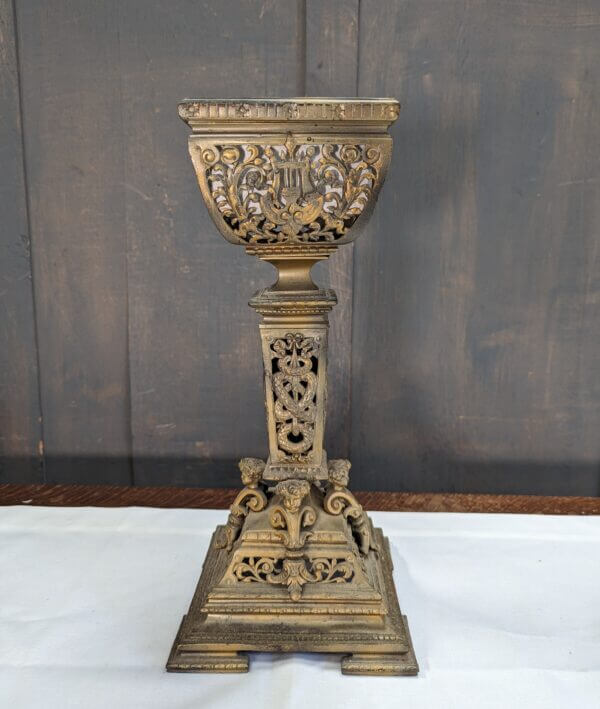 Flamboyant Baroque Vintage Brass Table Torchere Candle Holder