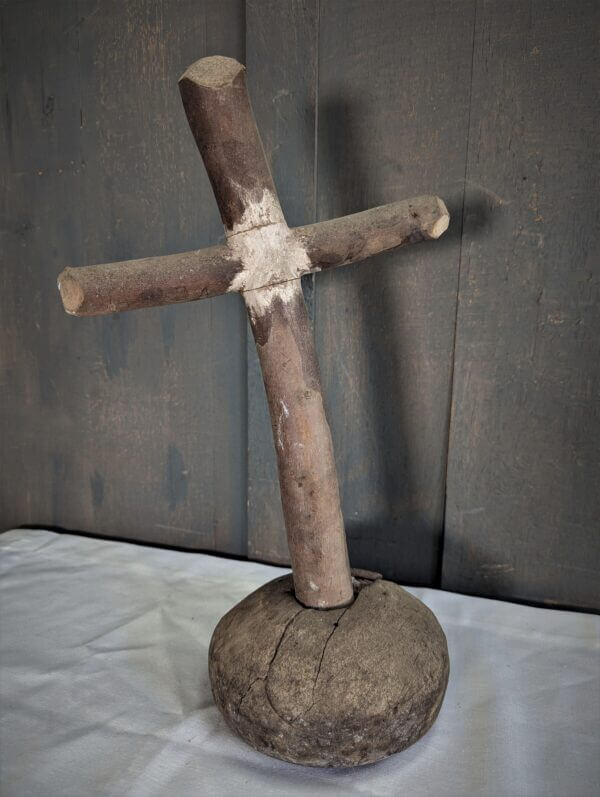 Unusual & Mysterious Vintage Cross with Base filled with Stones