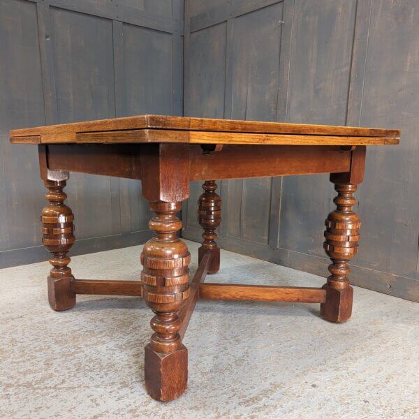 Good Size Classic 1930's Oak Draw Leaf Table from Deal Convent
