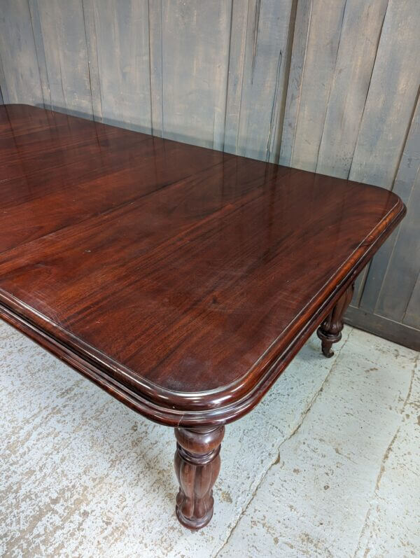 Large Eight to Ten Seater Heavy Mahogany Victorian Style Dining Table with Fluted Legs