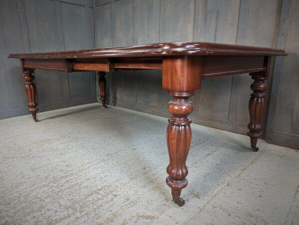 Large Eight to Ten Seater Heavy Mahogany Victorian Style Dining Table with Fluted Legs