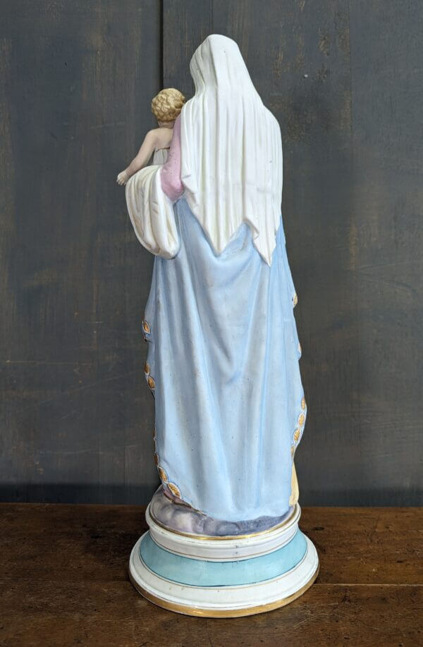 Good Quality Medium Size Bisque China Religious Statue of the Madonna BVM Holy Mother & Child from Deal Convent