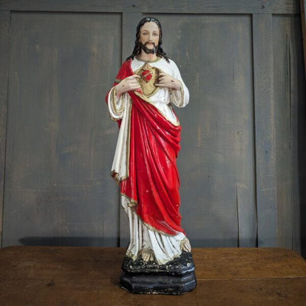 Antique Larger Medium Religious Statue of Christ the Sacred Heart from Deal Convent