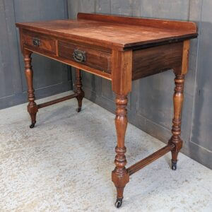 Edwardian Mahogany Side Table Desk on Original Castors from Deal Convent