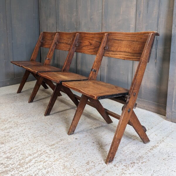 Oak 1930’s Classic Folding Benches 4 Seater