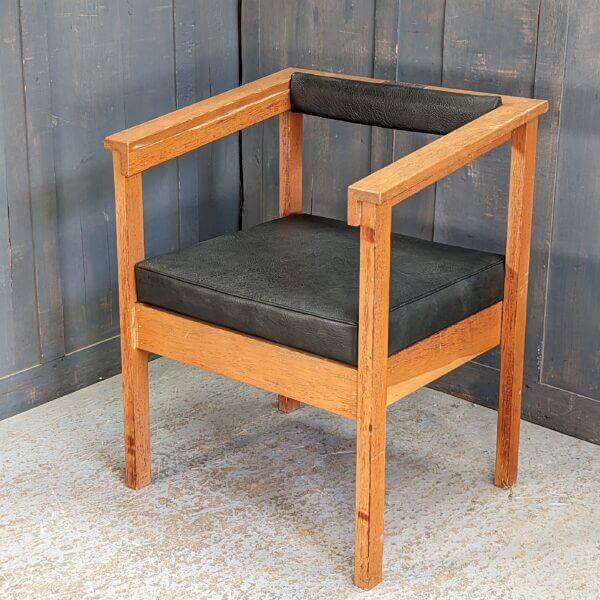 1966 Vintage Modernist Style Pine Clergy Chair with Interesting Memorial