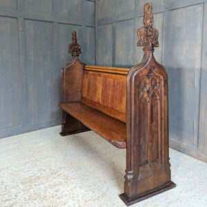 Very Grand Old Gothic Carved Oak Church Chapel Pews Benches