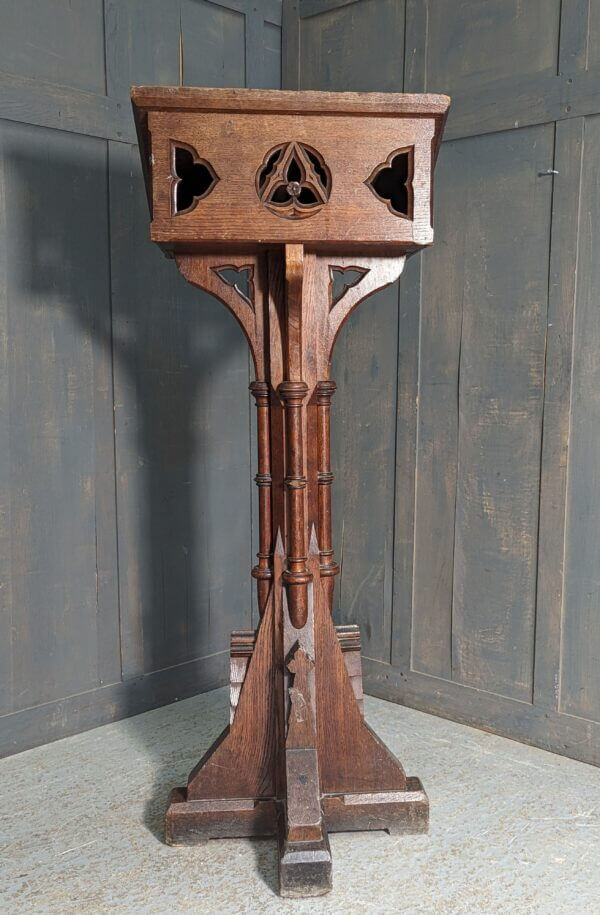 Antique Oak Gothic Pedestal Church Lectern from St Mary's Northop Hall