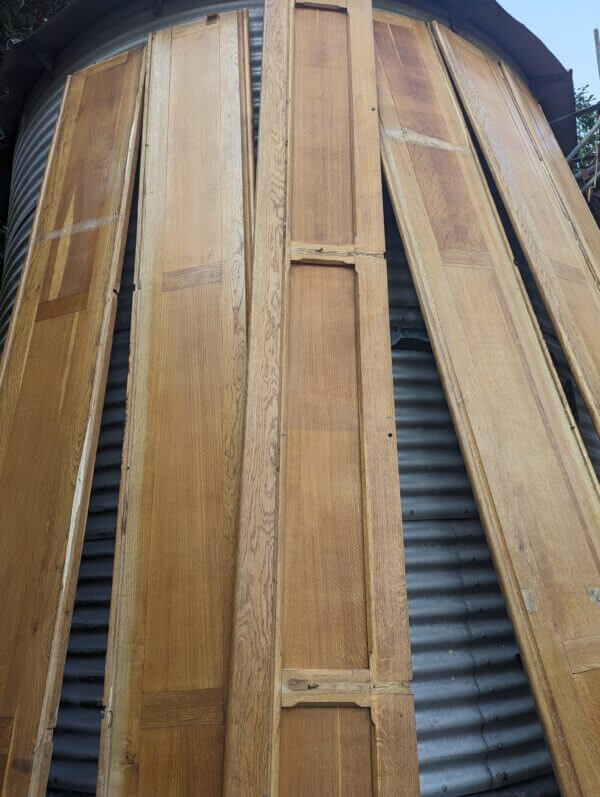 Several Metres Long Eaton Baptist Church Mid Century Solid Oak & Ply Panels Panelling & Shelving