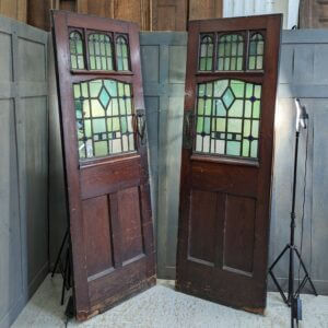 Pair of Early 1900's Half-Glazed Pitch Pine Church Internal Doors