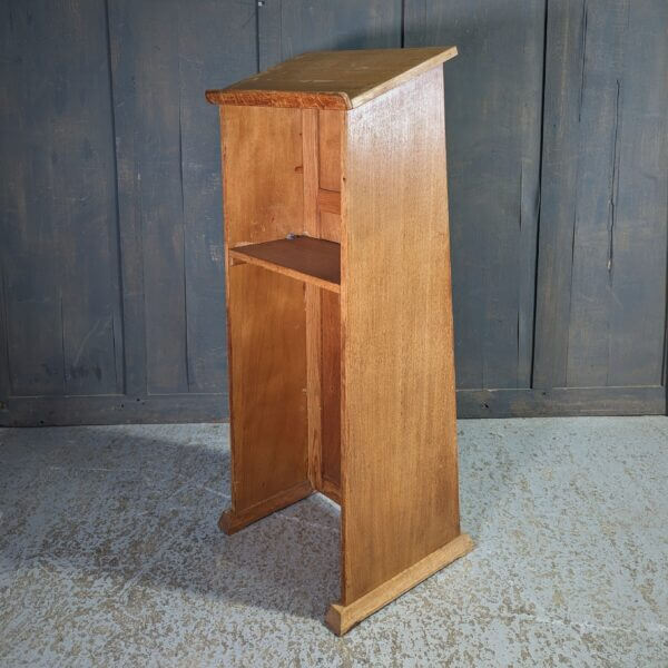 Tapered Mid Century Pale Oak Lectern Ambo Reading Desk with Full Length Cross