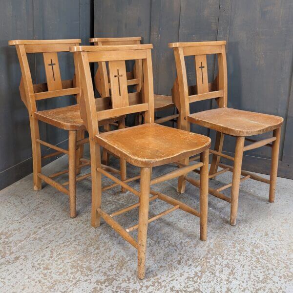 Set of 4 Scruffy but Strong Crossback Church Chapel Chairs
