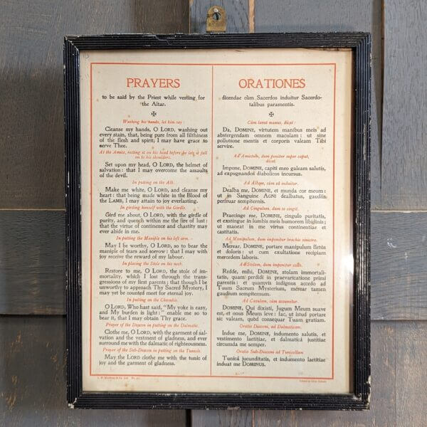Framed Vintage Prayer Card from All Saints Woodham