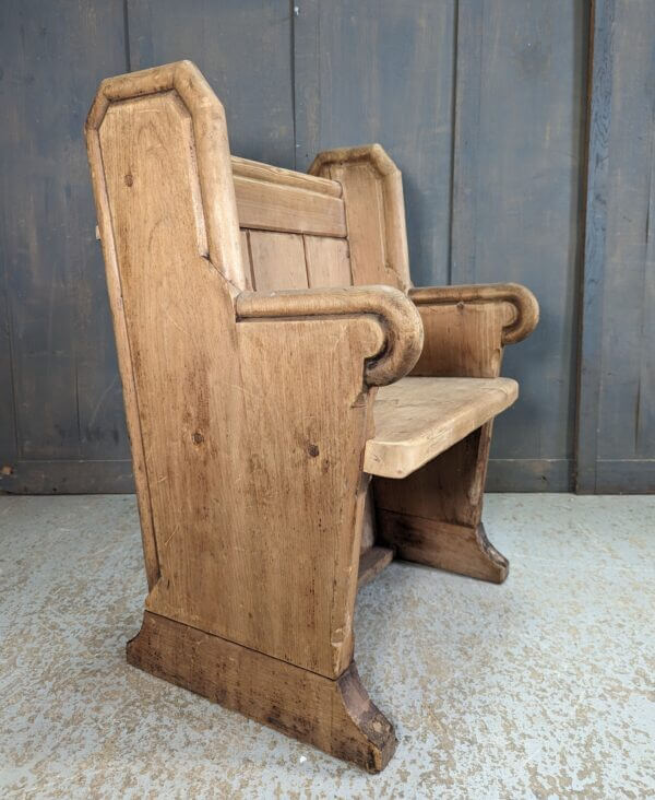 Simple Antique Pine Choirmasters Throne Chair Pew