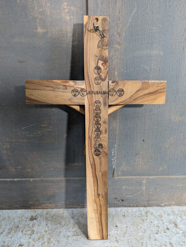 Large Size Olive Wood Hand Carved Souvenir of Jerusalem Crucifix