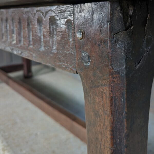 Long Large 18th Century Oak Refectory Table with Later Additions
